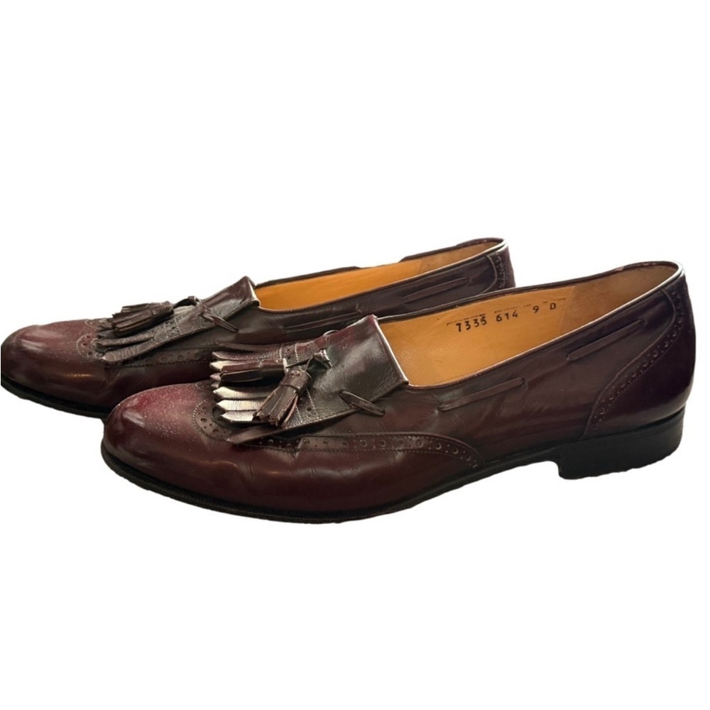Salvatore Ferragamo Tassel Loafers Burgundy Leather 9D - Picture 11 of 11